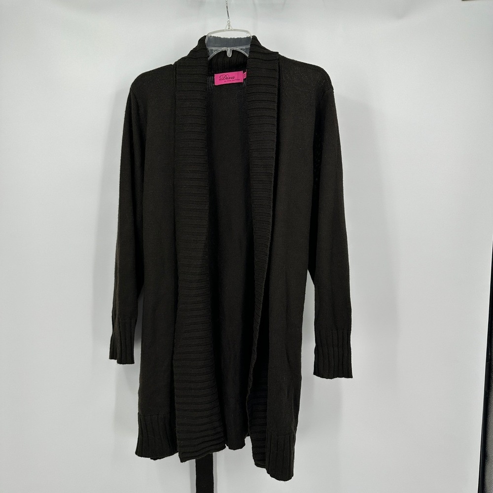 Dana Buchman Womens Minimalist Longline Cardigan Size 2X Brown Capsule Modest